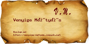 Venyige Mátyás névjegykártya